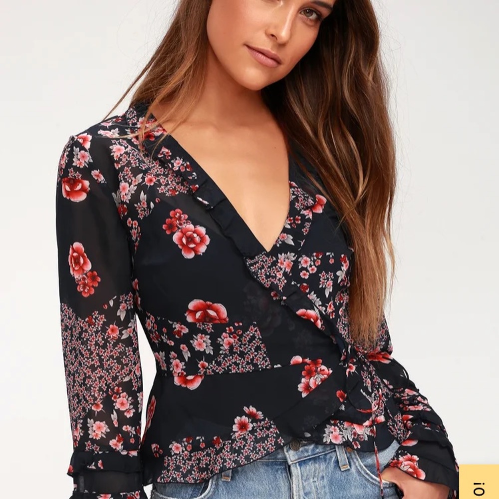 Lulus Floral wrap top